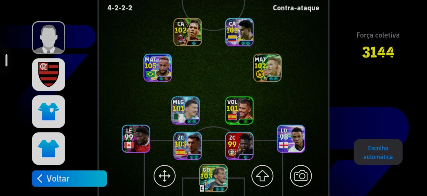 Conta Efootball Neymar 105 Blitz Curler + Hazard 102 + Luíz Dias 102 Id Konami