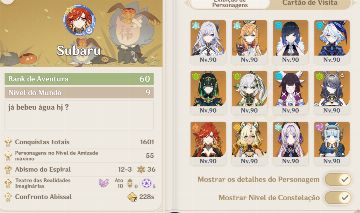 Genshin impact, conta end game personagens bem bildados