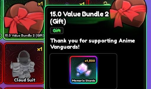 Value Bundle 2 [1500 Memoria Shards] [Anime Vanguards]