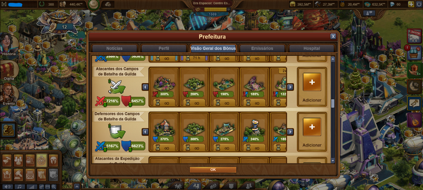 Conta no FoE Forge of Empires na Era Centro Espacial