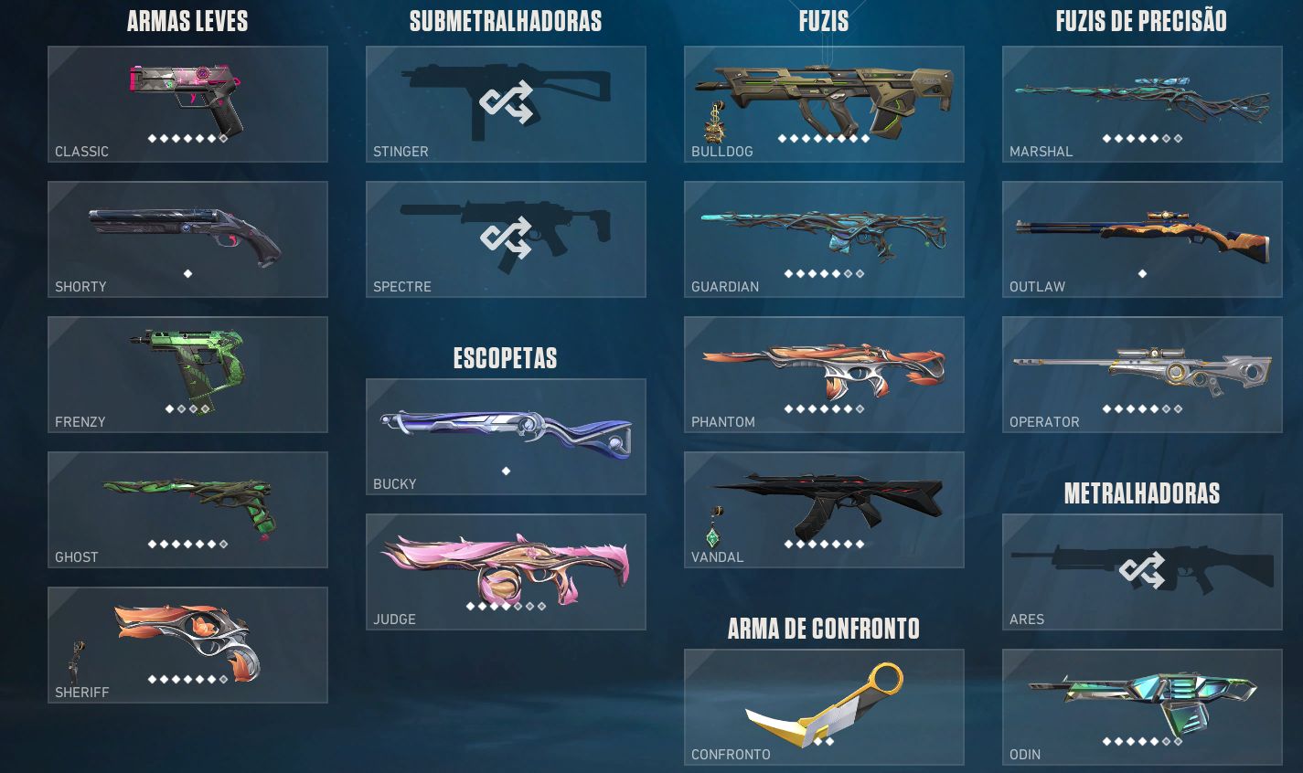 Conta com diversas skins, sem jogar a alguns meses