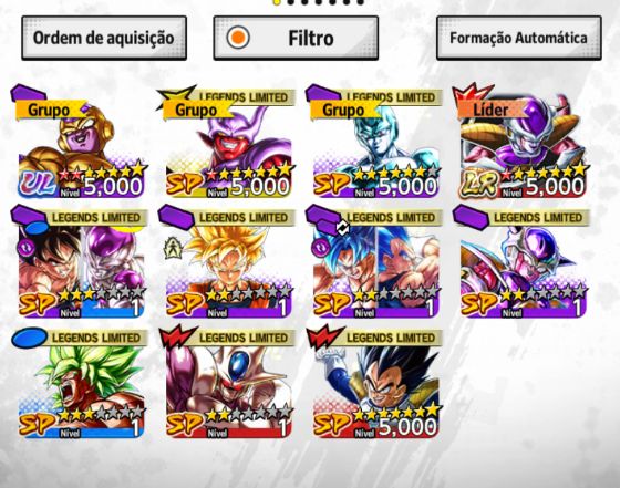 Dragon ball legends, Legend Freeza, Ultra G. Freeza com time formado PvP