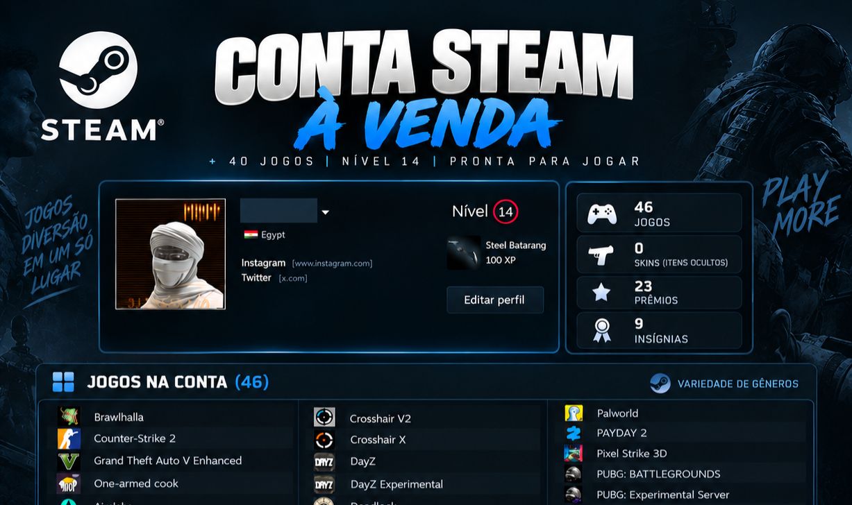 Conta Steam Nível 14 | 23 Jogos