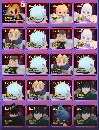 Anime Vanguards Exclusive/Vanguards Units