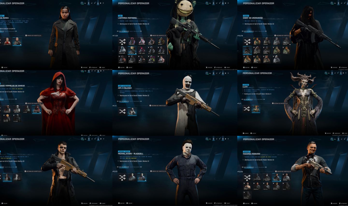 CONTA WARZONE VÁRIAS SKINS TRYHARDS, TERRIFER, SMILE, BALLERINA, CORVO E ETC.