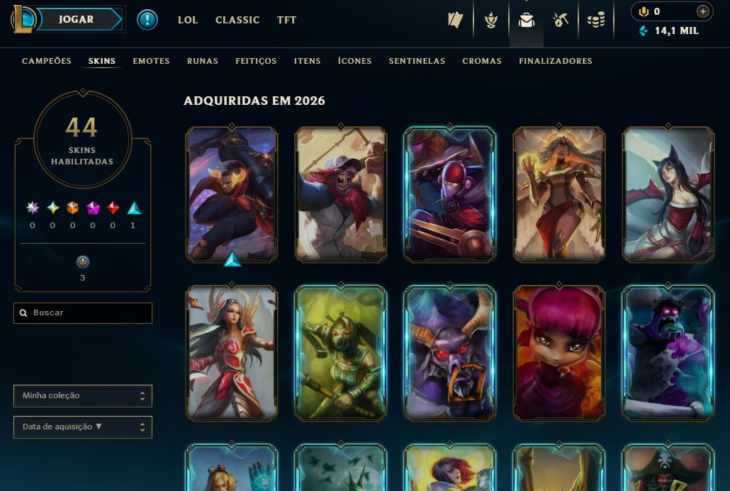 [Entrega Automática] Conta Lol Platina, 44 Skins, 14K Ea, Upada na Mão, Lvl 40