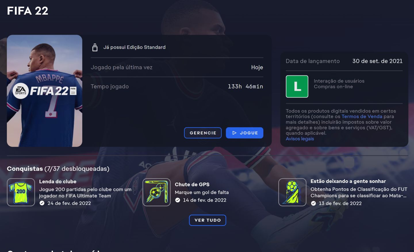 Conta EA app com FIFA 22 FULL ACESSO!