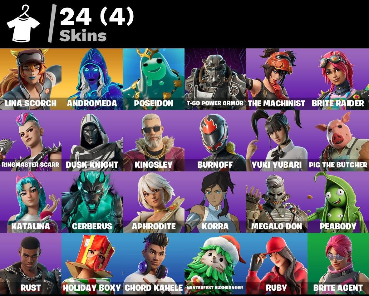 CONTA FORTNITE BOA | 24 SKINS | LINA SCORCH | ANDROMEDA | T-60 e +