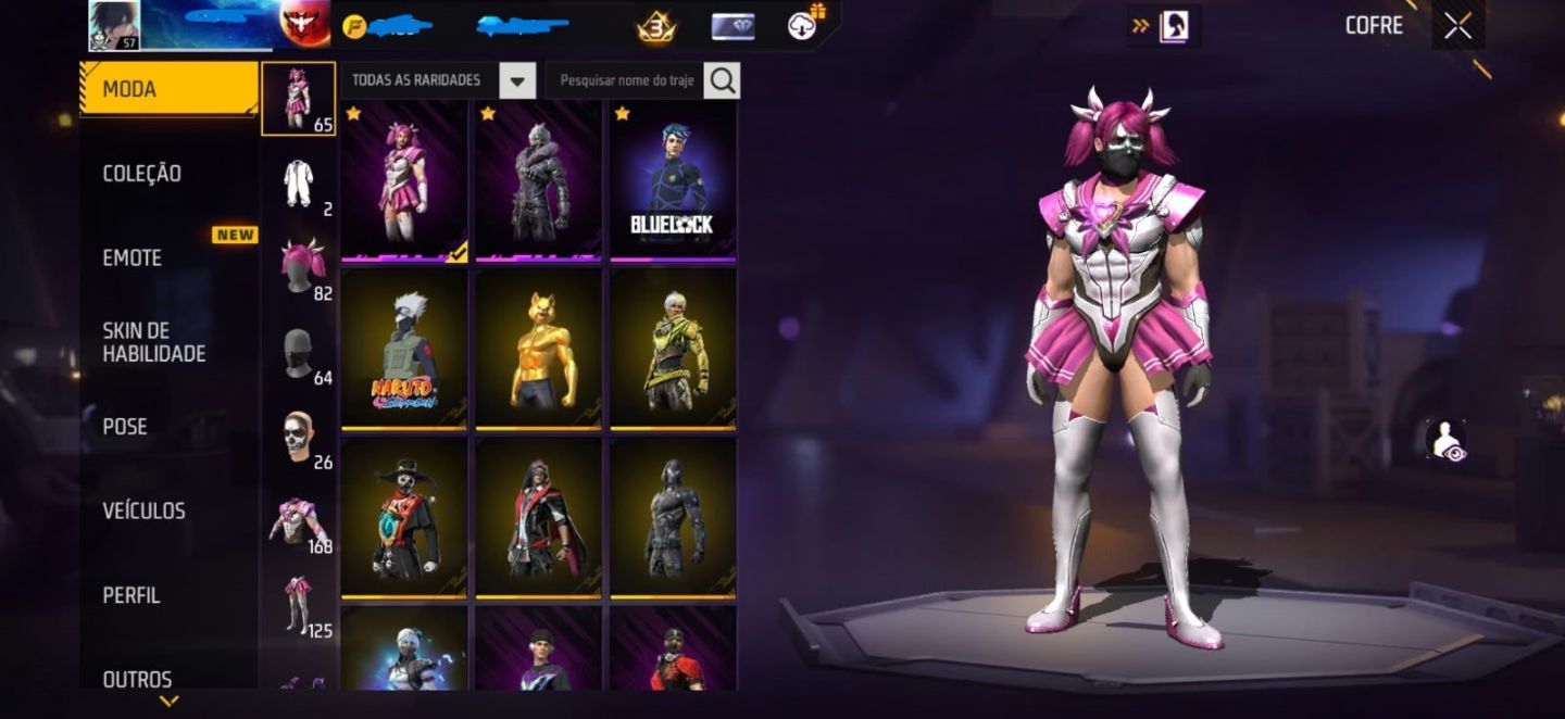CONTA FREE FIRE | SOMBRA ROXA + BLUE LOCK
