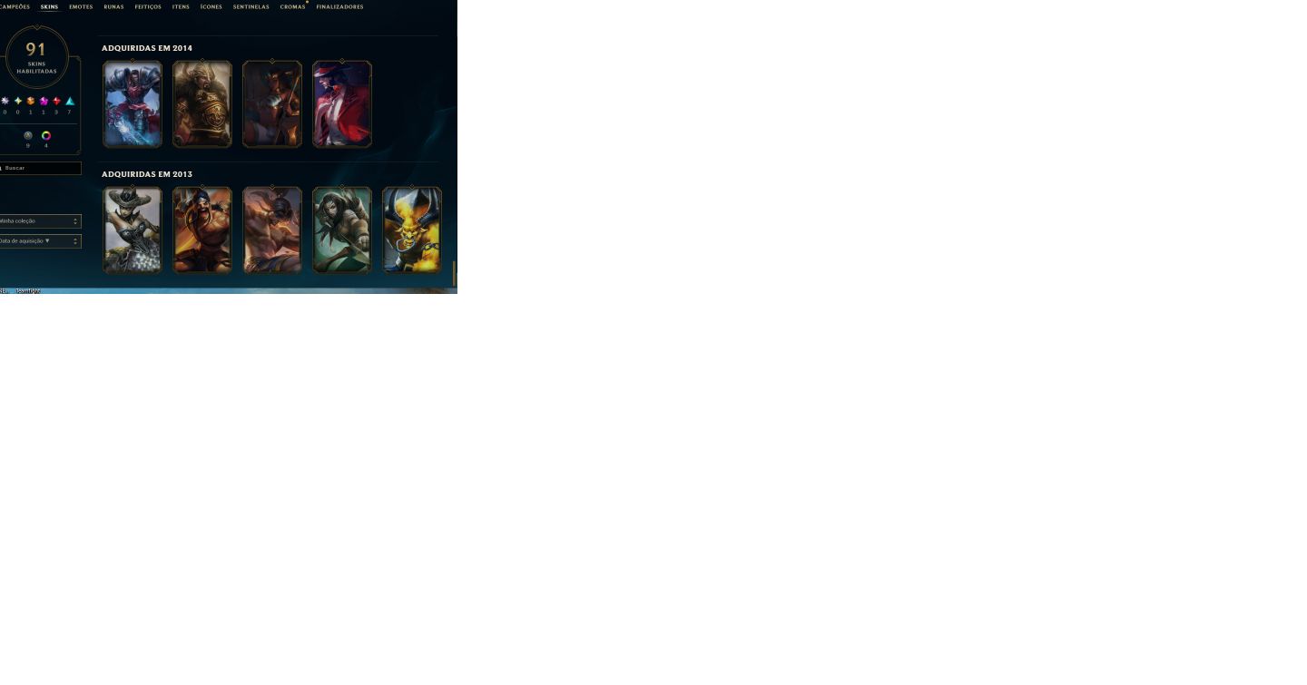 CONTA LEAGUE OF LEGENDS 91 SKINS