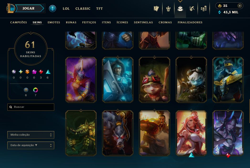 CONTA LOL BR LVL 109 87 CHAMPS 76 SKINS FULL ACESSO IRELIA