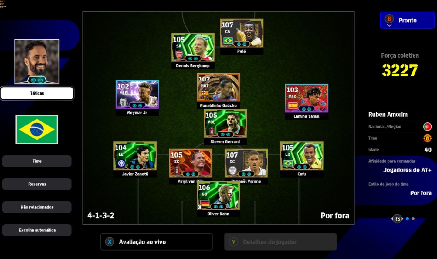 Conta PC Steam Pelé 108, Varane 107, Van Dick 105, Kahn 106, Bergkamp 105 e CIA