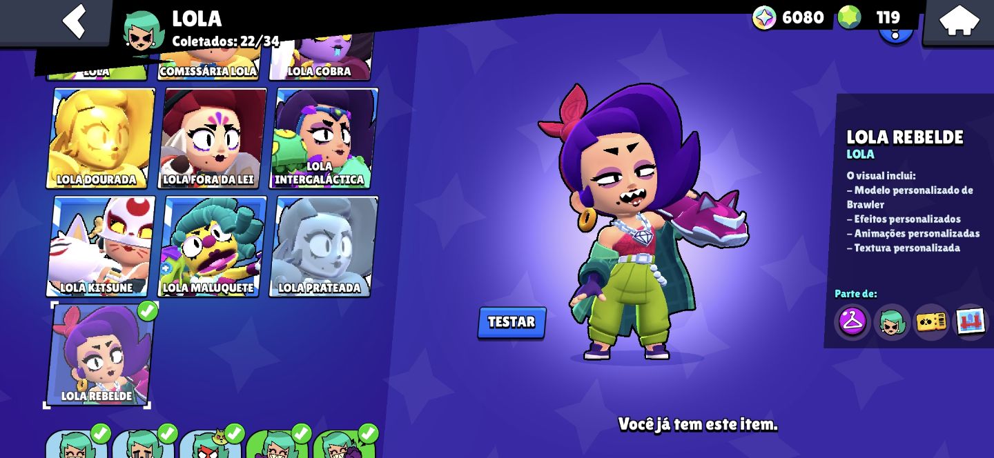 Conta de brawl stars com 28k de troféus e muitas skins raras.