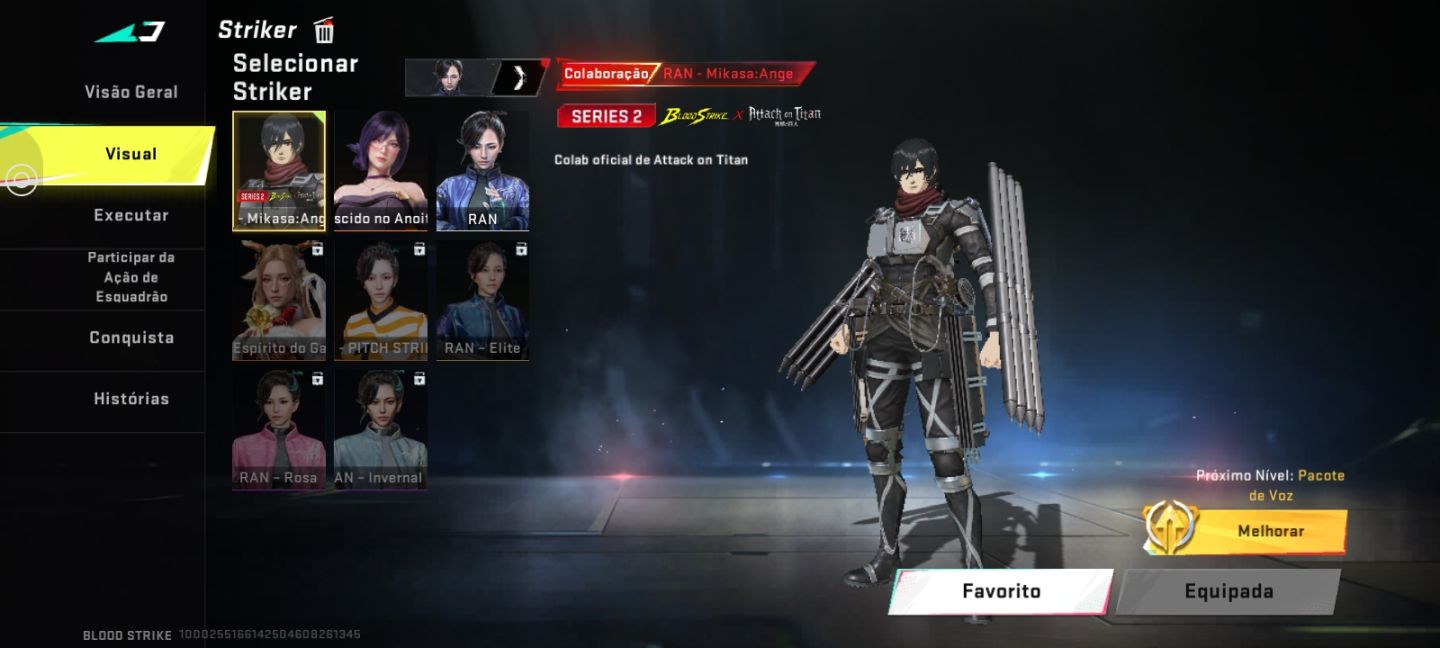 CONTA DE BLOOD STRIKER COM LEVI(ZERO) MIKASA(RAN)