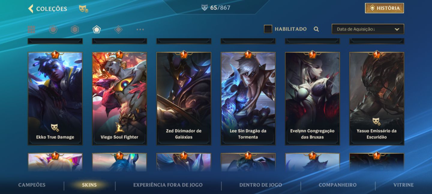 Wild Rift Conta 65 Skins (Lendárias + Épicas) | Nível 160