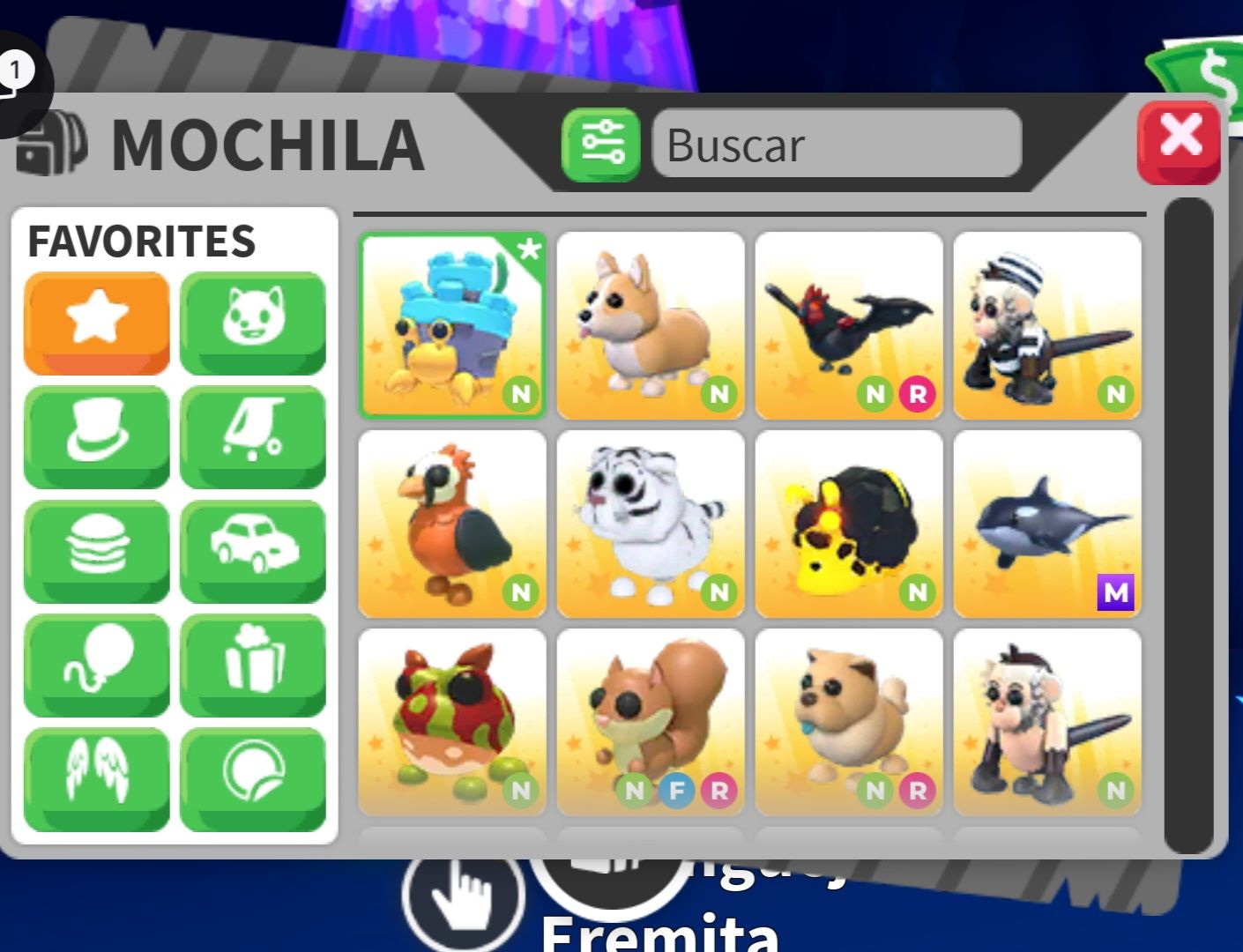 Pets e itens do jogo adopt me