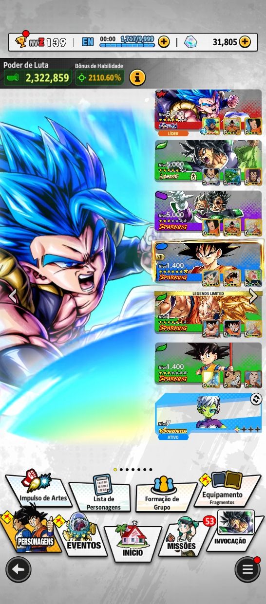 DB LEGENDS/Conta com Muitos Crystal chorno de 50k até 65K