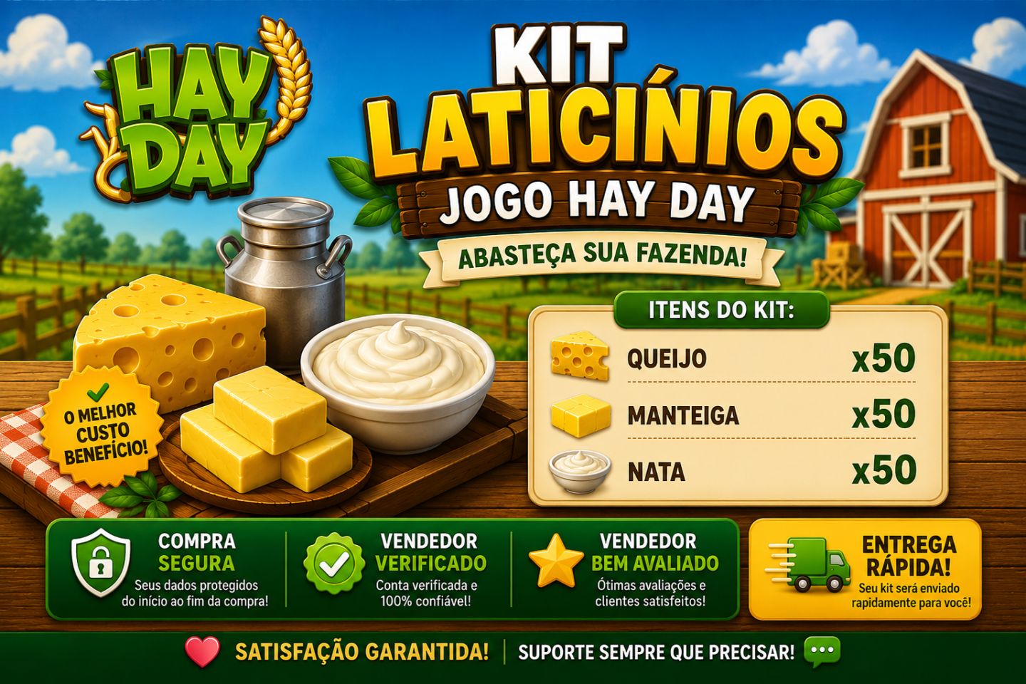 HAY DAY - KIT LATICINIOS 150 ITENS