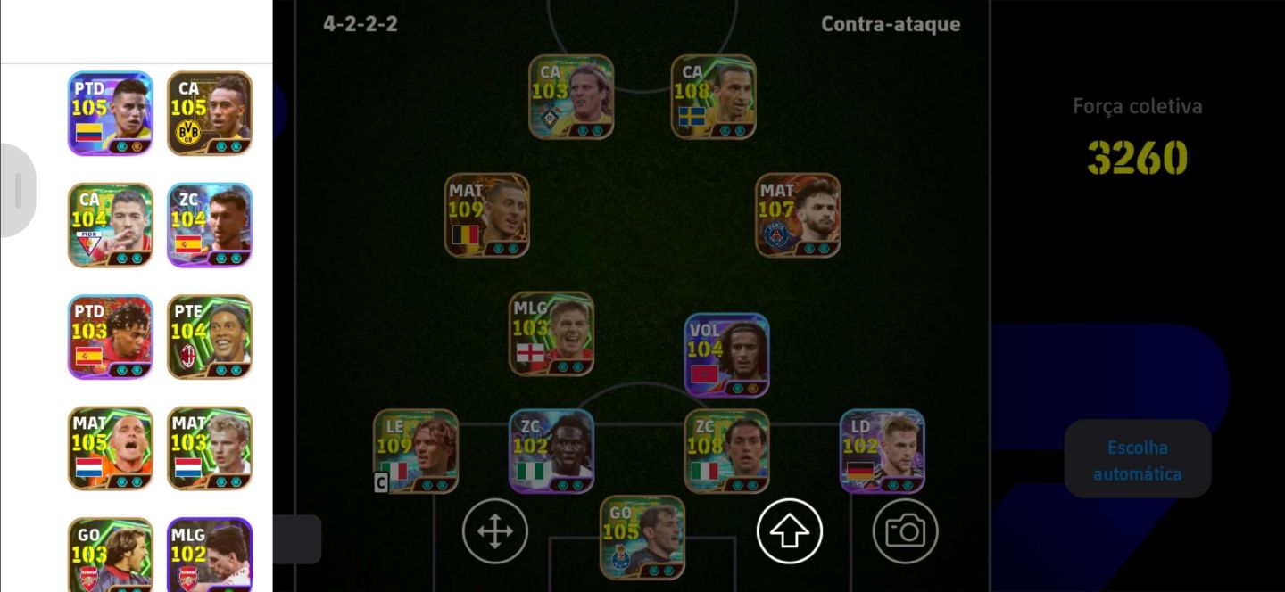 CONTA EFOOTBALL TOP TIER - FORÇA COLETIVA 3260 + LENDAS EPIC/BIG TIME