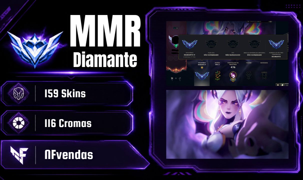 (Premium) CONTA UNRANKED LOL 2015 MMR DIAMOND 159 SKINS 116 CROMAS FA