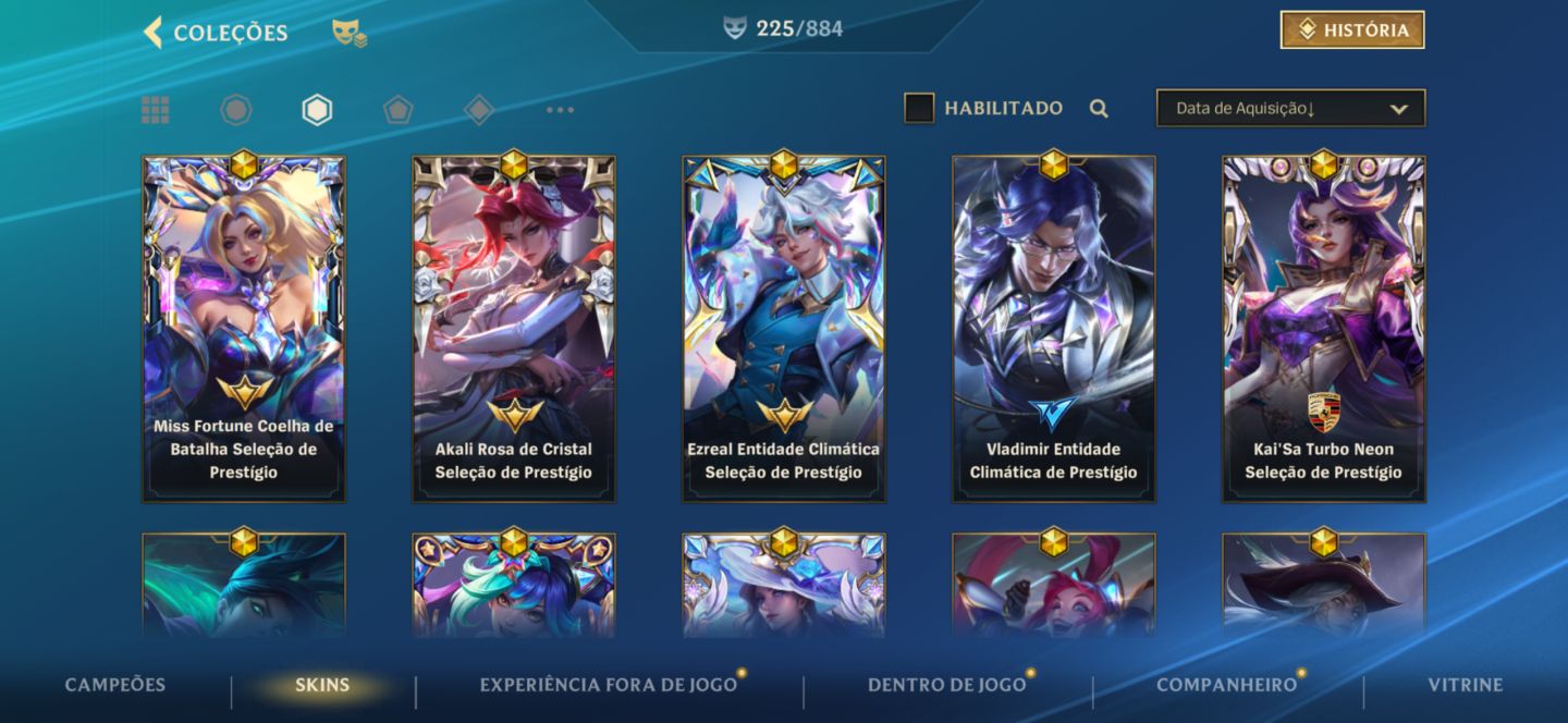 CONTA MAIN ADC + DE 200 SKINS INCLUINDO AKALI PRESTÍGIO