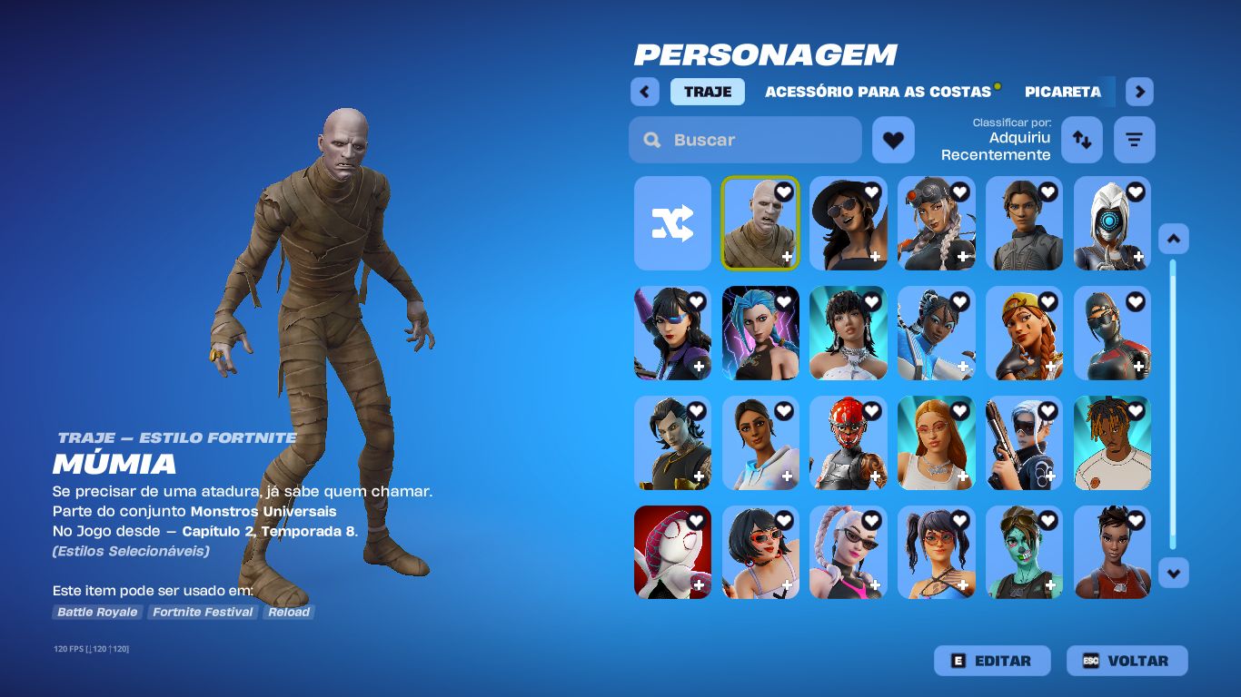 Conta de fortnite com 122 skins, 100 picaretas e atualmente com o clube ativado.