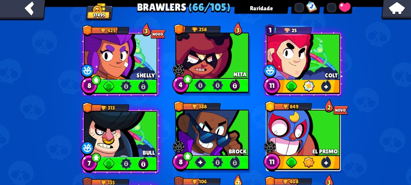 Conta brawl stars 18k troféu 19k pontos de poder, 40k moedas e muito mais coisa