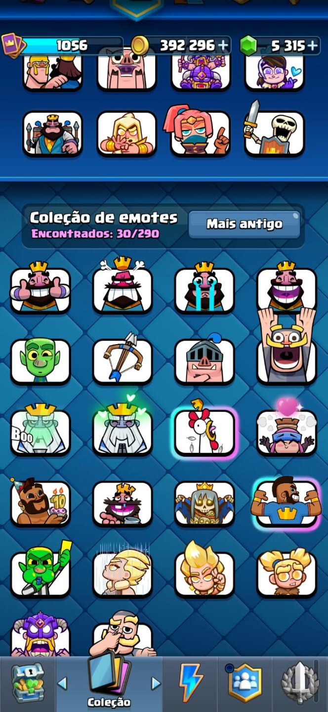5.900 Troféus | 400k Ouro | 5.300 Gemas | 109/123 Cartas