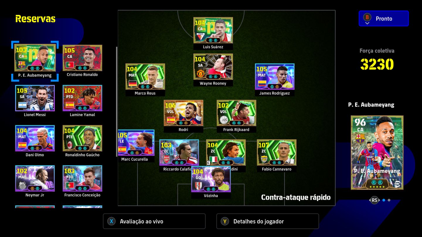 Conta Efootball Steam Rodri big time e James Rodriguez blitz