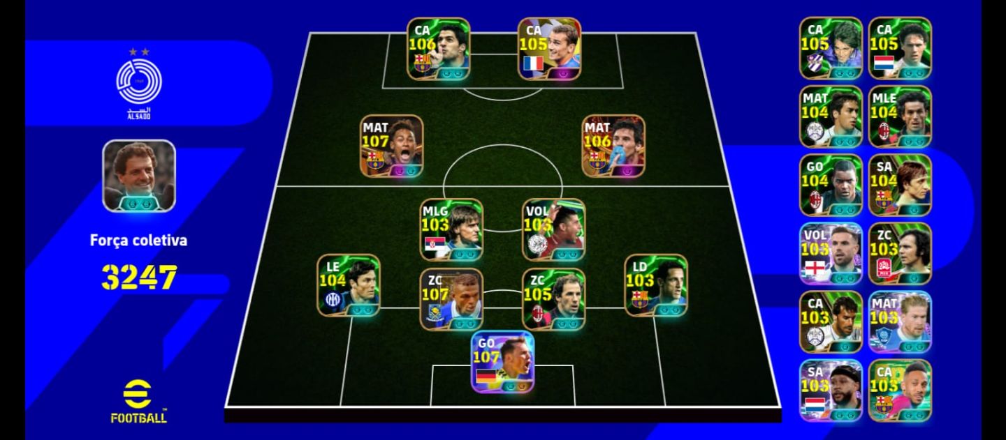 CONTA EFOOTBALL 3247 | Trio MSN | Desailly 107 | Neuer 107 | ETC...