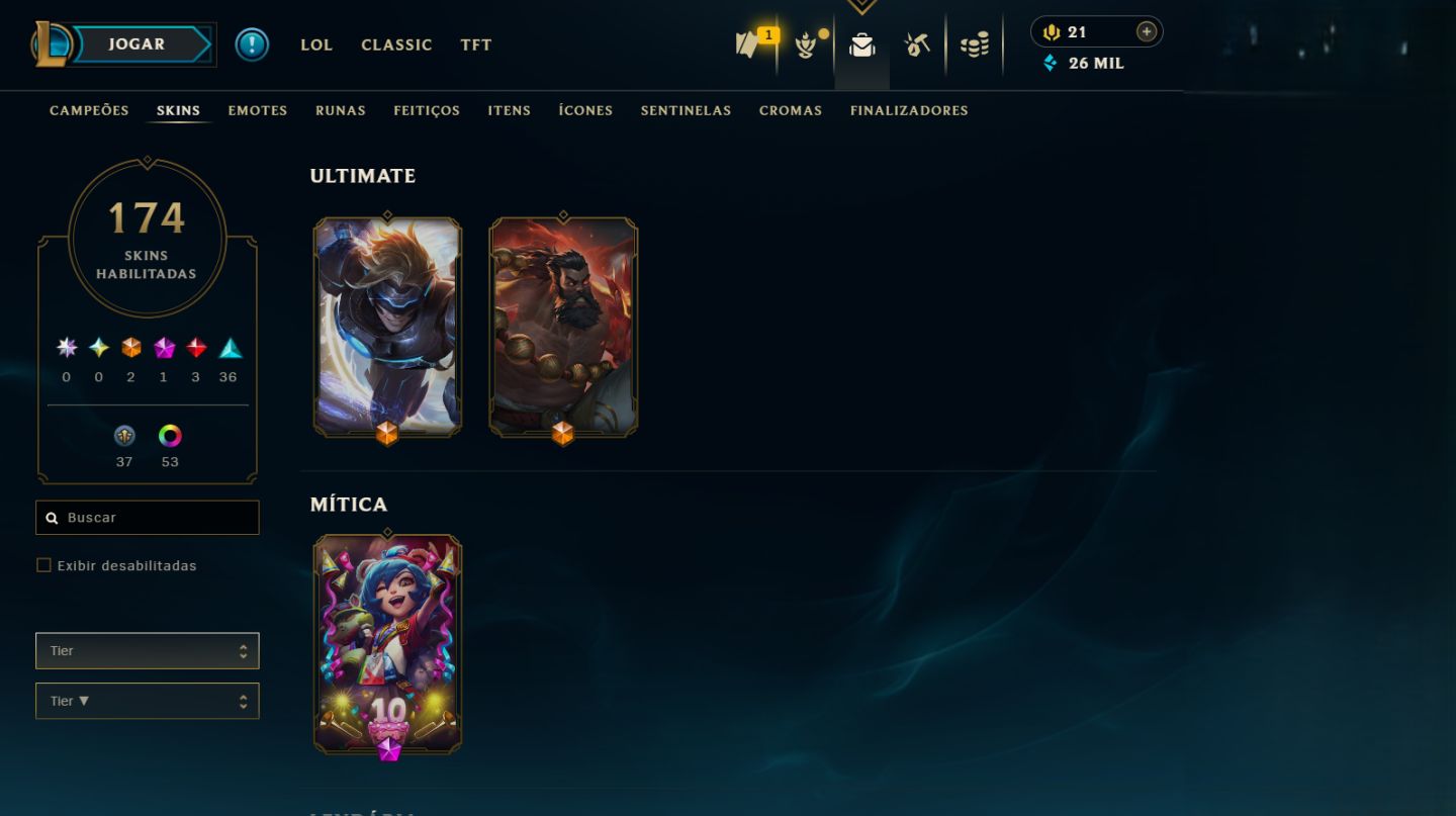 Conta lol/vava com skins e todos o champions Full acesso
