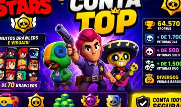 Conta de Braw Stars com 64K de trófeus e Skins raras + conta de clash royale