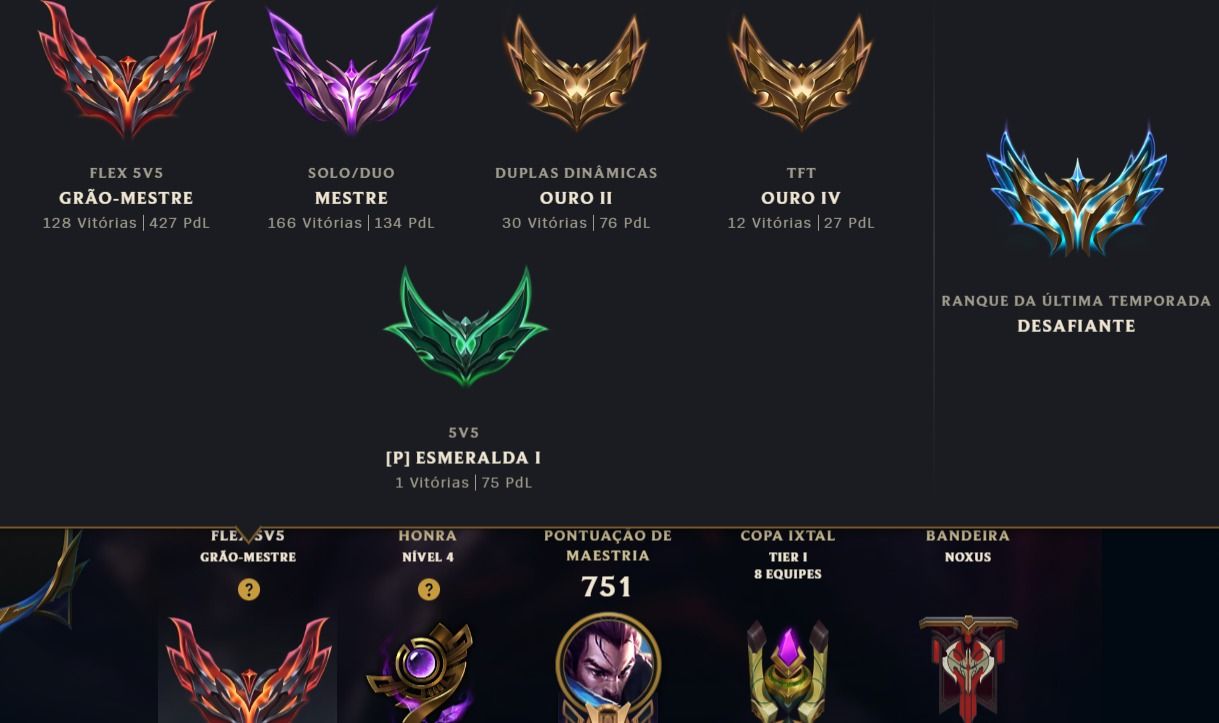 2 Conta League of Legends nivel 465-492 / Mestre - Desafiante
