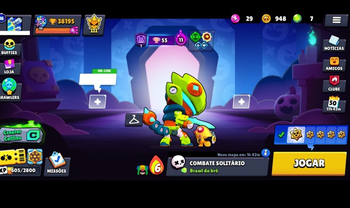 Possui todos os brawlers, mais de 265 skins, 30 brawlers full, Full acesso!!