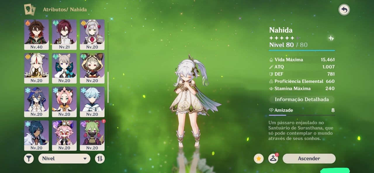 Conta de Genshin com 16 personagens 5 estrelas