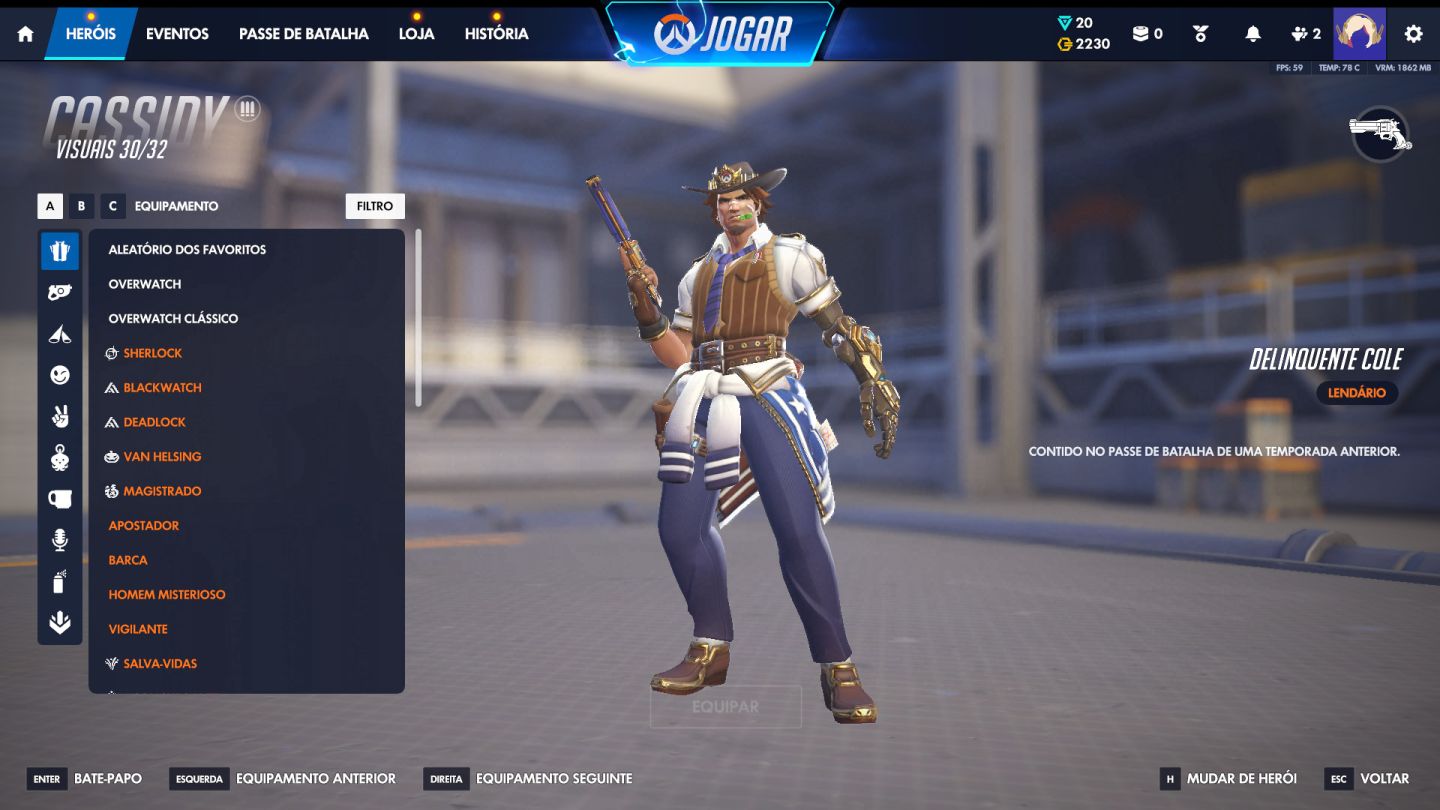 Conta Overwatch com 7mil horas com muitas skins!