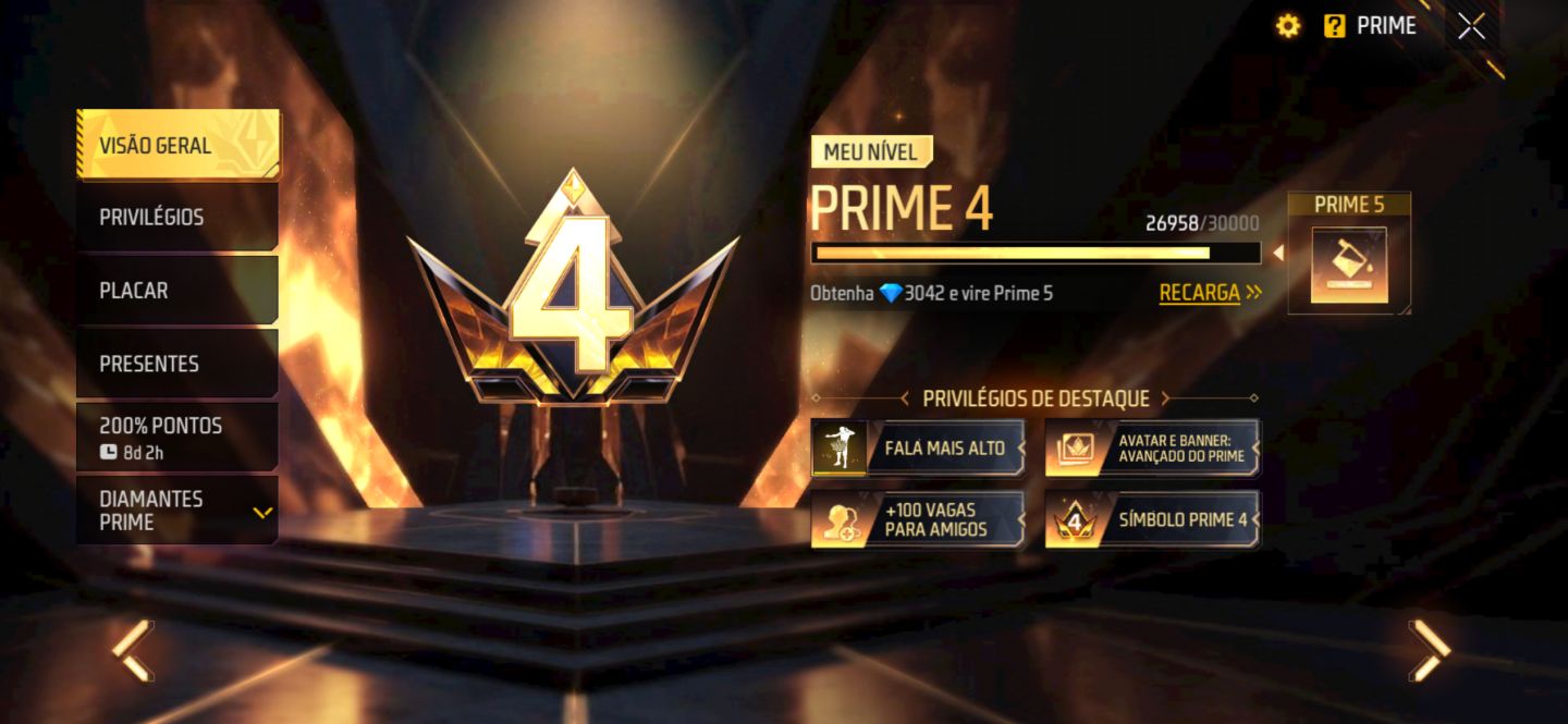Conta de Free Fire | Muito Gemada e com Armas Att | Prime 4