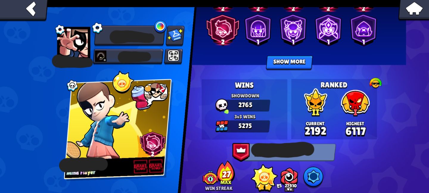 84.8k Brawl Stars 107/107 BRAWLERS 1025 GEMAS 215K GOLD || 10.6k Clash Royale