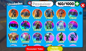 Inventário completo de toilet Tower defense