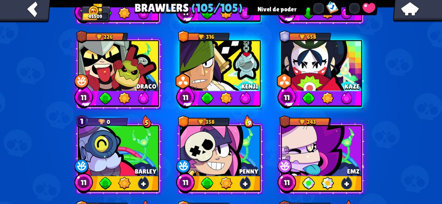 CONTA DE BRAWL STARS 100% completa, muitas skins e troféus