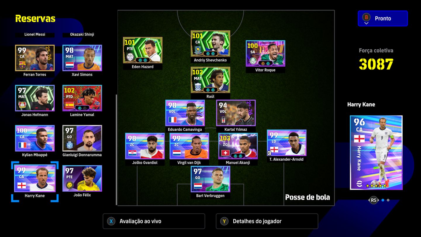 Conta Efootball Xbox/Pc para iniciantes com SHEVCHENKO, Vitor roque Showtime+100