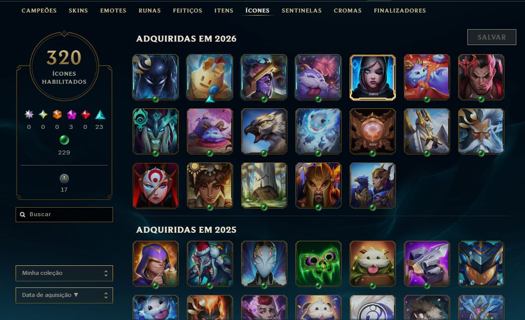 CONTA LOL 550 SKINS