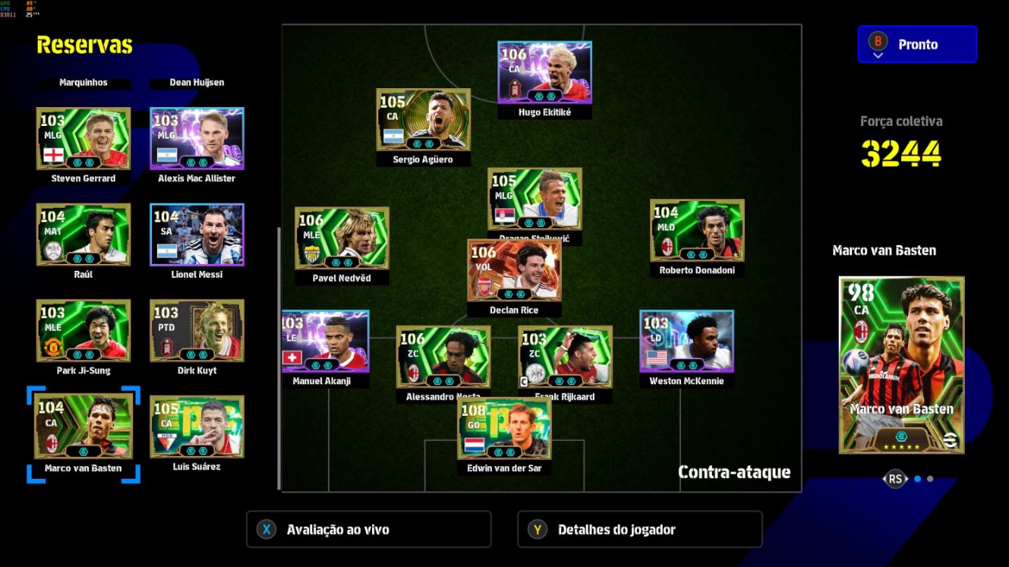 Conta PC Steam Van Der Sar 108, Nesta 106,Nedved 106,Ekitike 106, Rice 106 e CIA