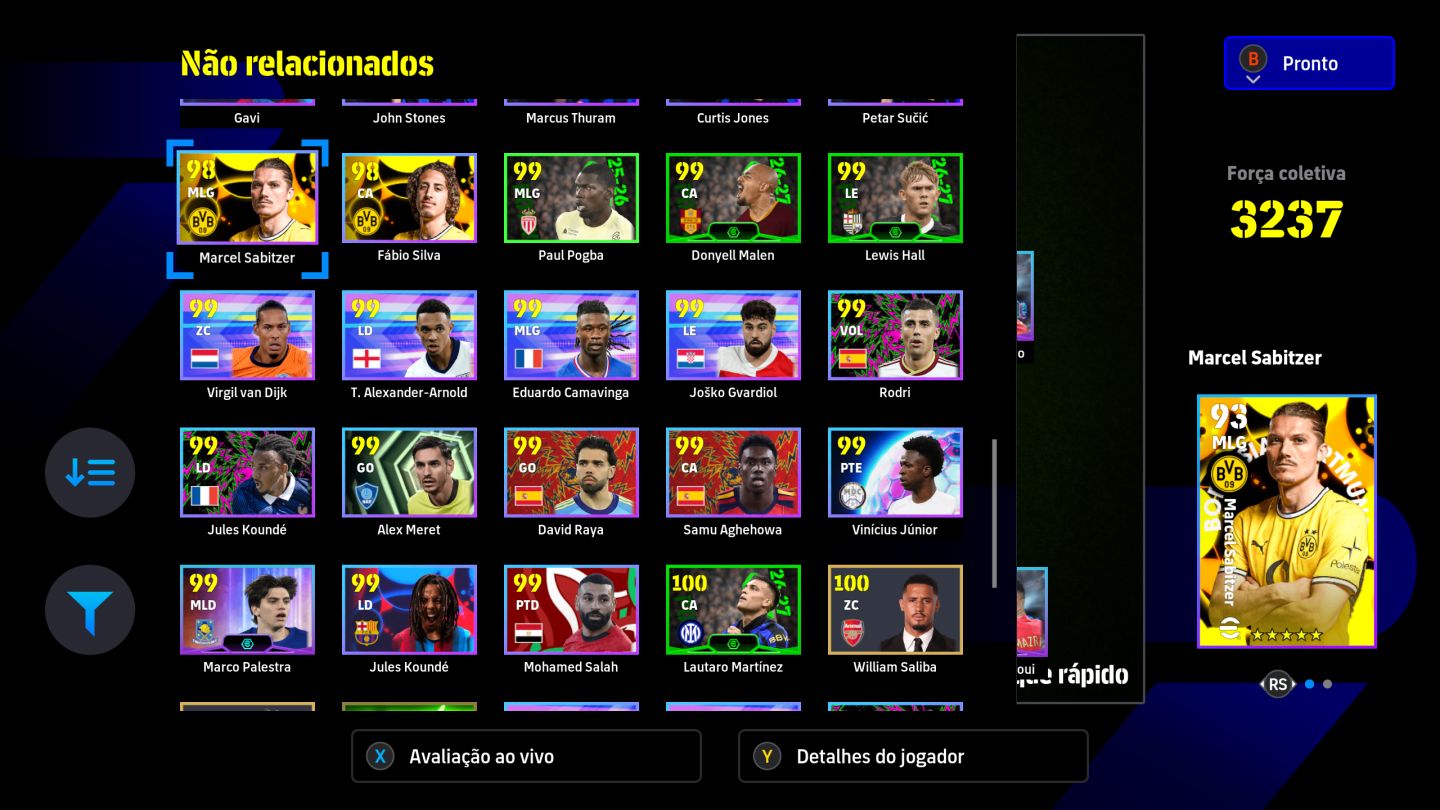 CONTA EFOOTBALL STEAM 3237| BALE 108 |DESAILLY 108|THURAN 107|AGÜERO 105|CR7 105