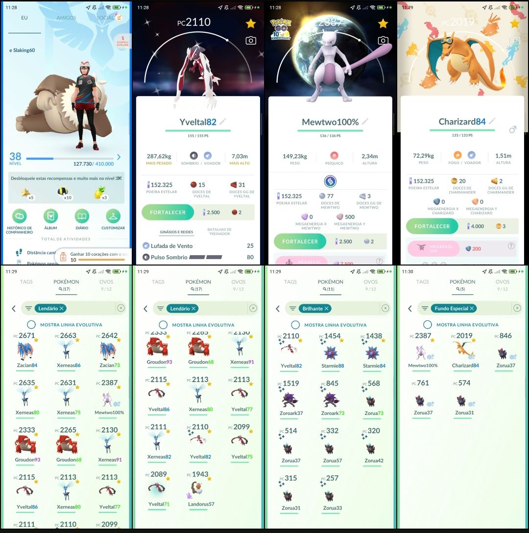 Pokémon Go LVL 38 | Mewtwo 100% com Fundo | Master Ball | 17 Lendários Q269