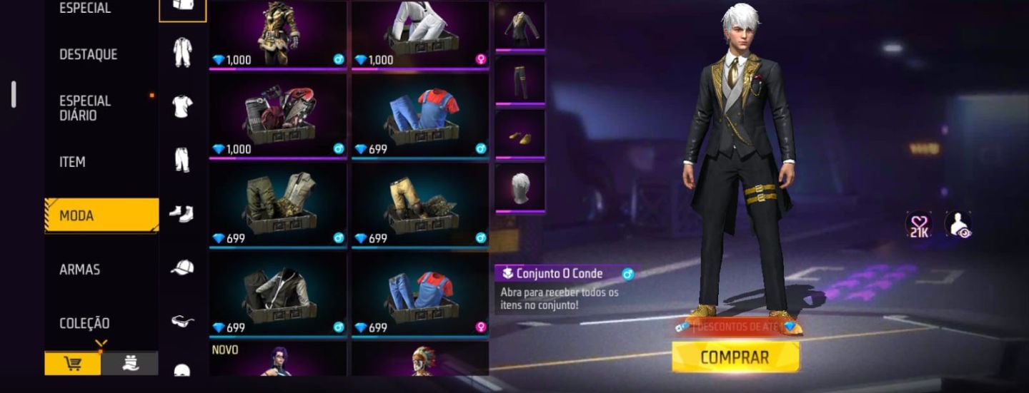 CONTA FF 6ANOS LVL 69 ANGELICAL DOURADA ASSASSIN'S CREED 115 MODAS 304 VEÍCULOS