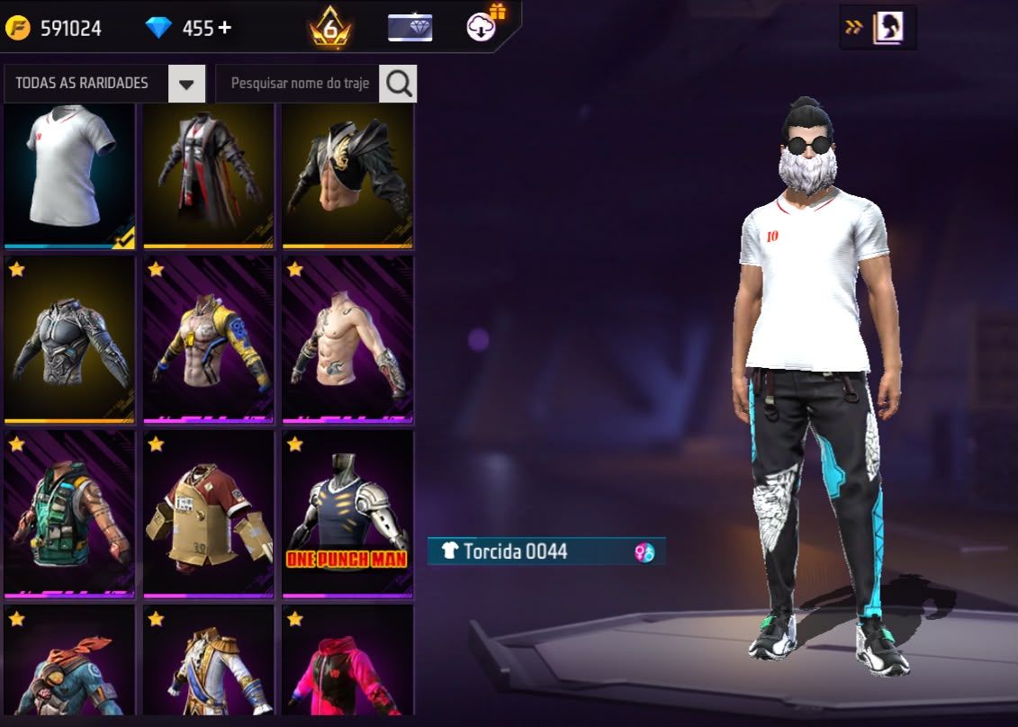 Conta free fire gemada com bandeirao mandela angelical barbinha punho passe raro