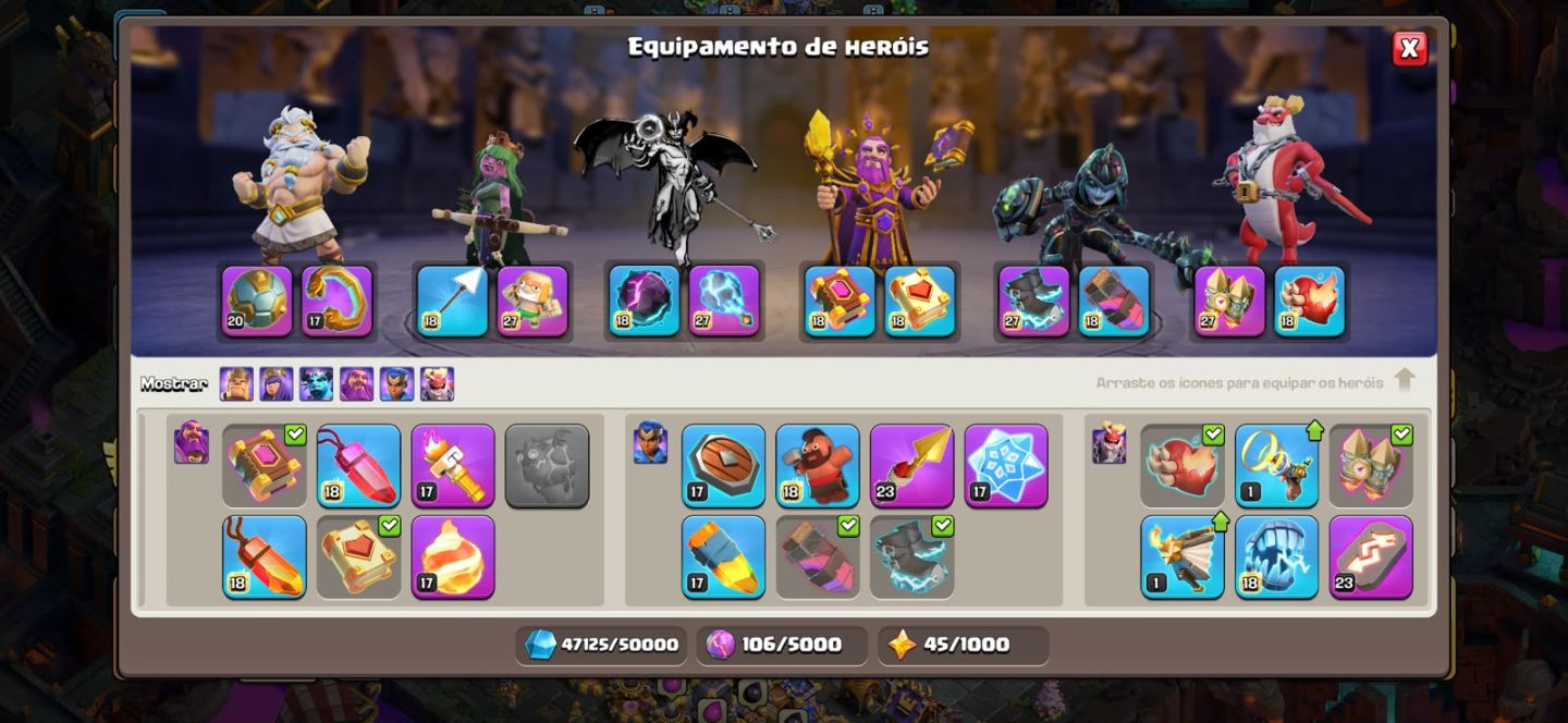 CONTA CLASH OF CLANS END-GAME - CENTRO DE VILA 18 (COM PASSES E MEDALHAS)