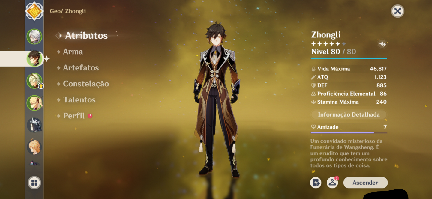 Conta genshin impact com arlechino e zongli e columbina time perfeito