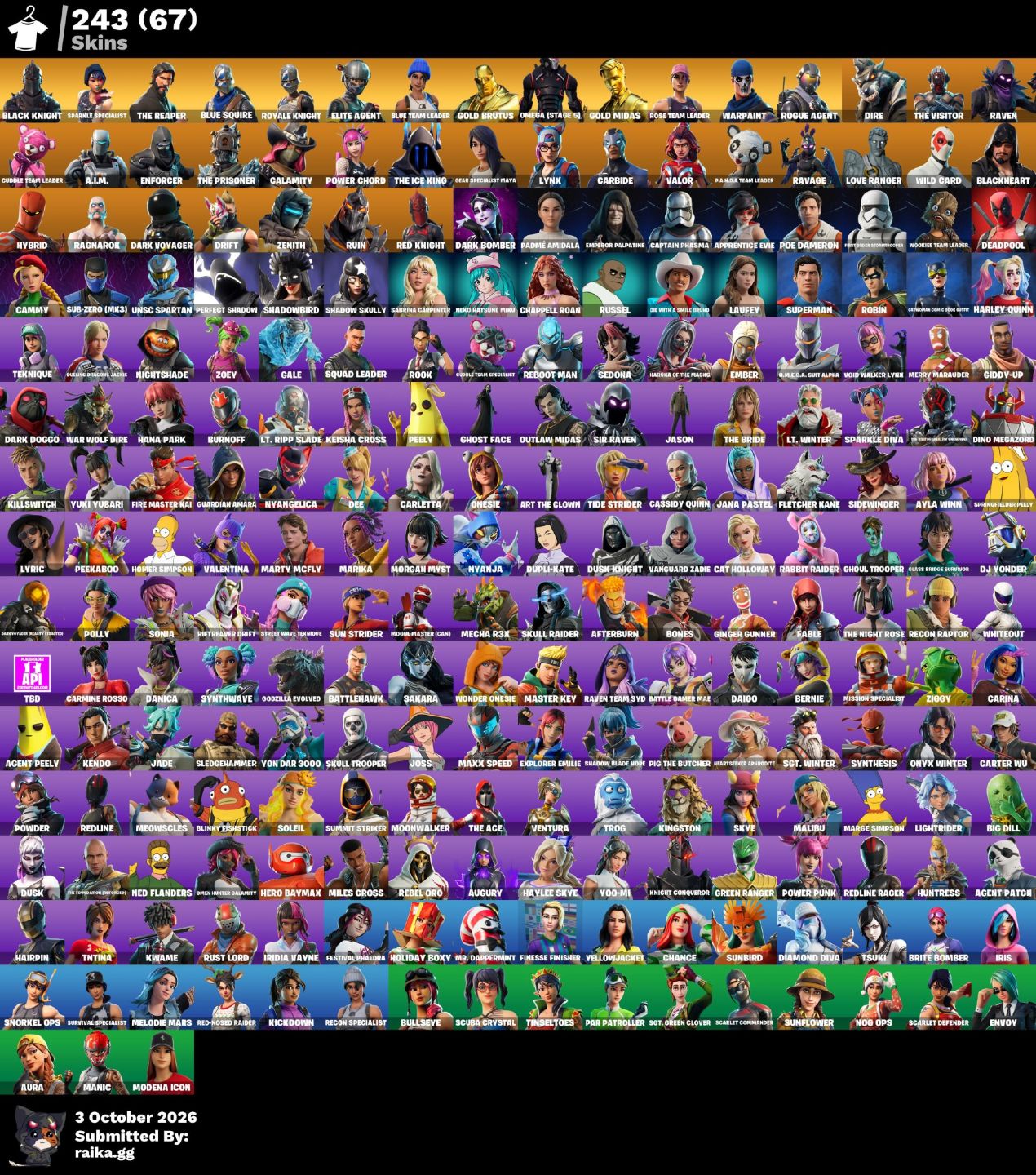 Conta Fortnite OG [PSN/PC/XBOX] Black Knight + The Reaper 243 Skins FULL ACESSO